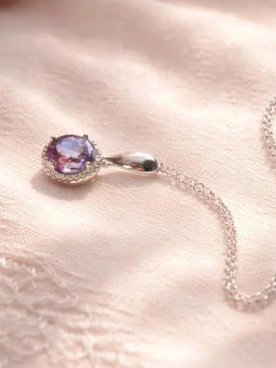 Color Change Alexandrite Pendant Sterling Silver or 18k Rose Gold Vermeil - Picture 3 of 11